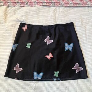 Lisa Says Gah Black Mini Skirt with Colorful Butterflies